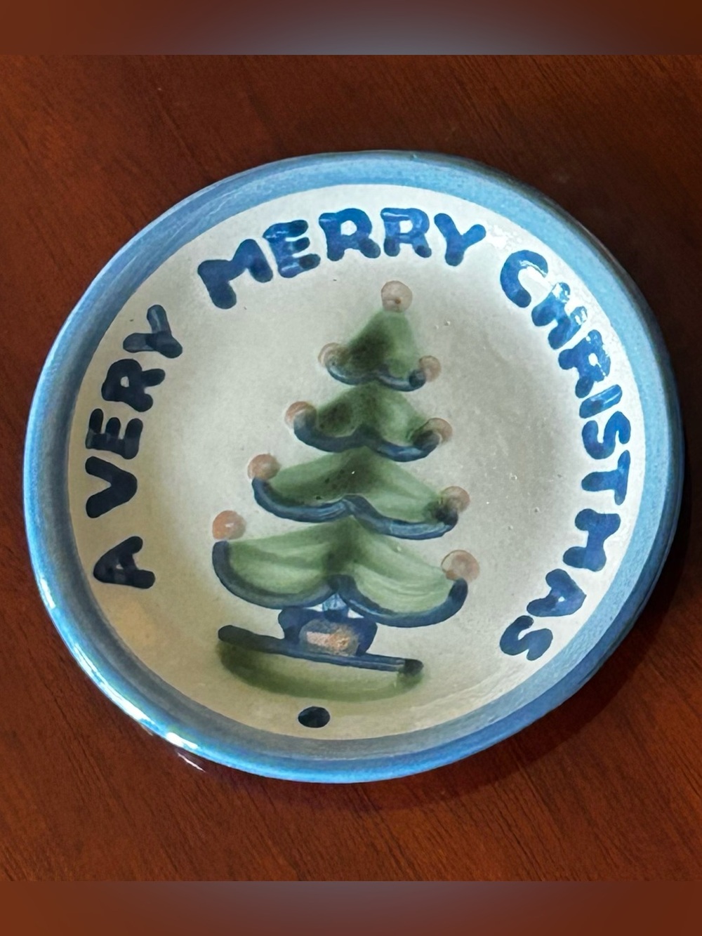 M.A. Hadley Stoneware Christmas Trinket Dish/Coaster  - 4”